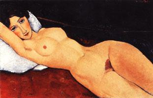 Amedeo Modigliani Reclining Nude on a Red Couch oil painting image